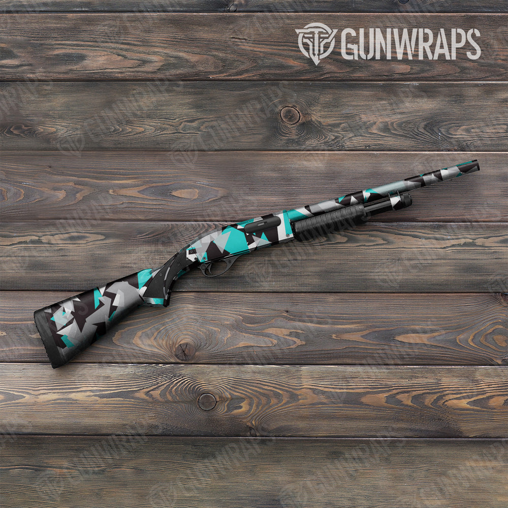 Shattered Tiffany Blue Tiger Camo Shotgun Gun Skin Vinyl Wrap