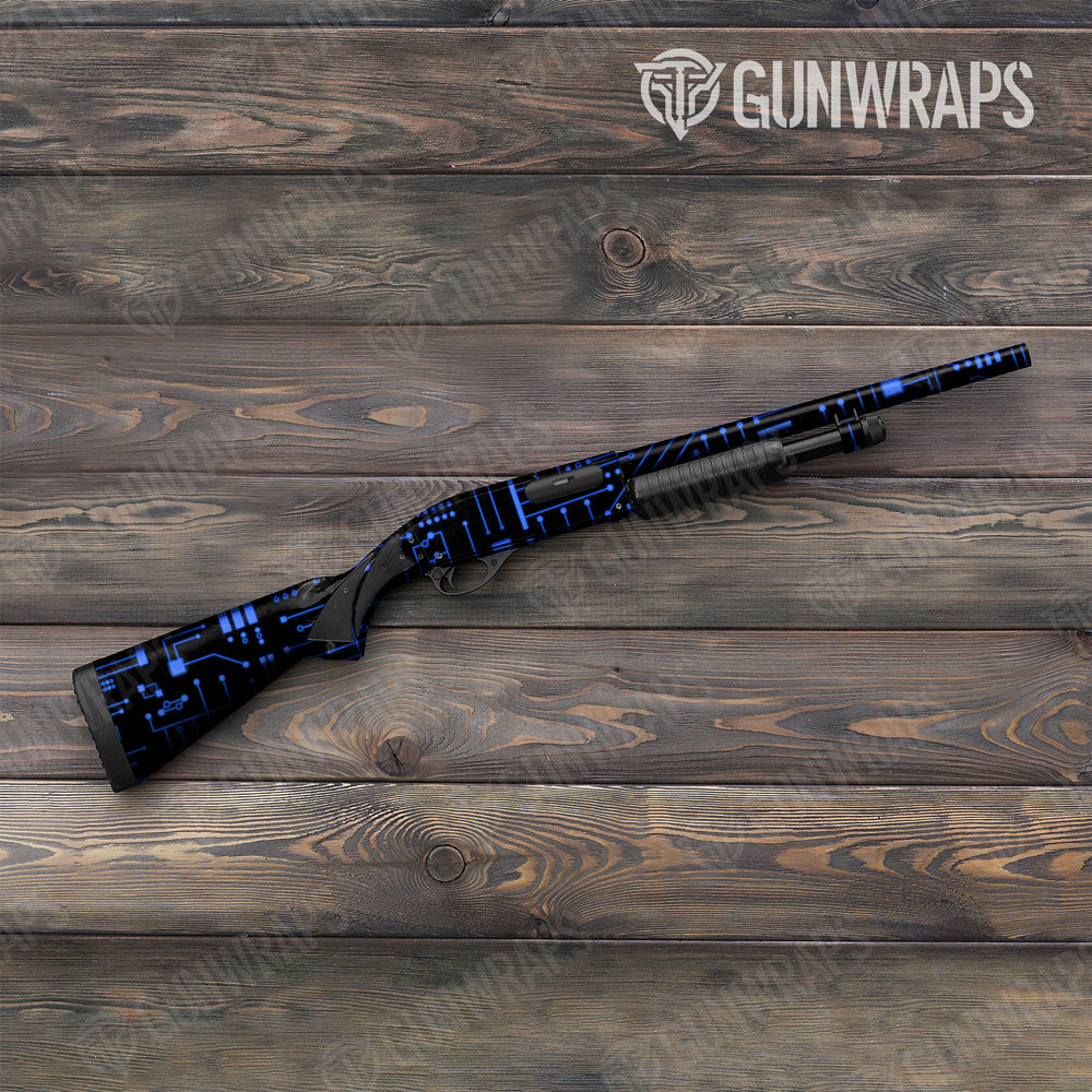 Circuit Board Blue Shotgun Gun Skin Vinyl Wrap