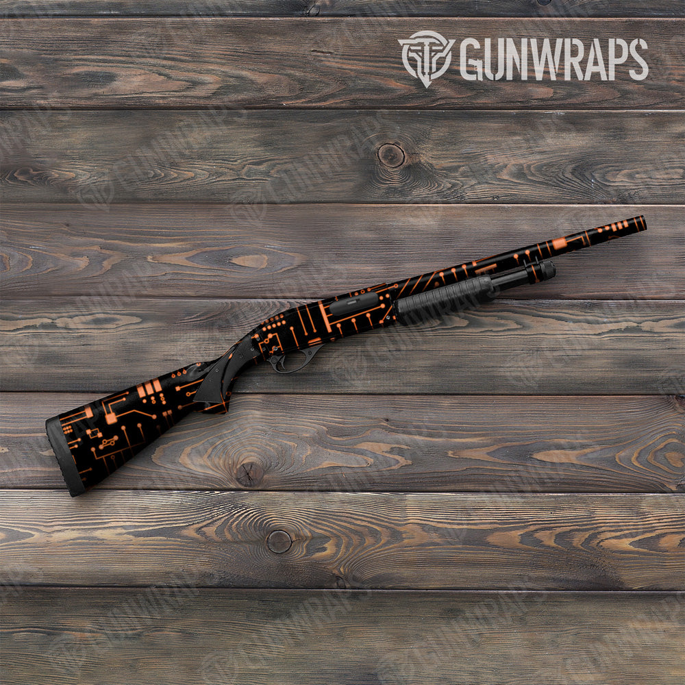 Circuit Board Orange Shotgun Gun Skin Vinyl Wrap