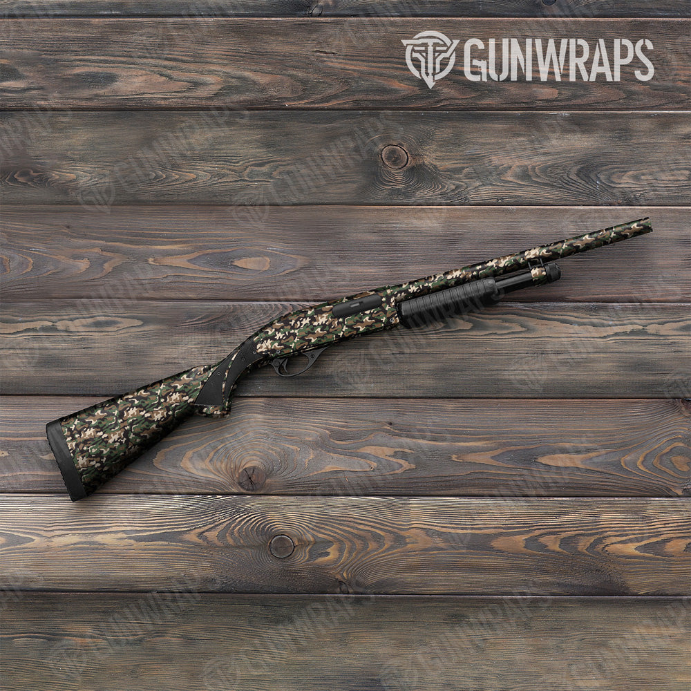 Classic Woodland Camo Shotgun Gun Skin Vinyl Wrap