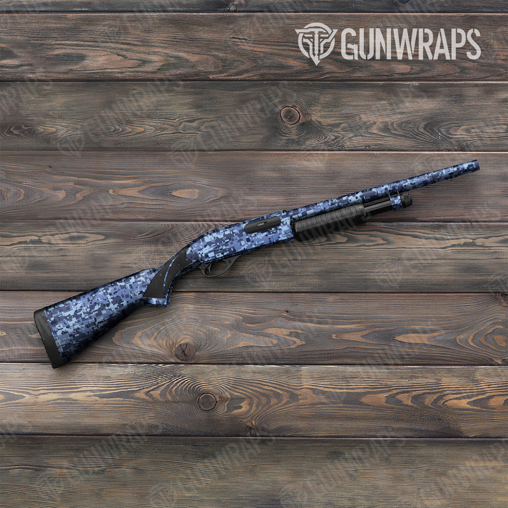 Digital Blue Urban Night Camo Shotgun Gun Skin Vinyl Wrap