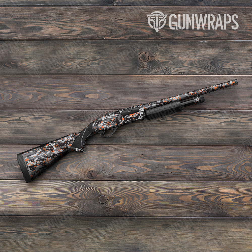 Digital Urban Orange Camo Shotgun Gun Skin Vinyl Wrap