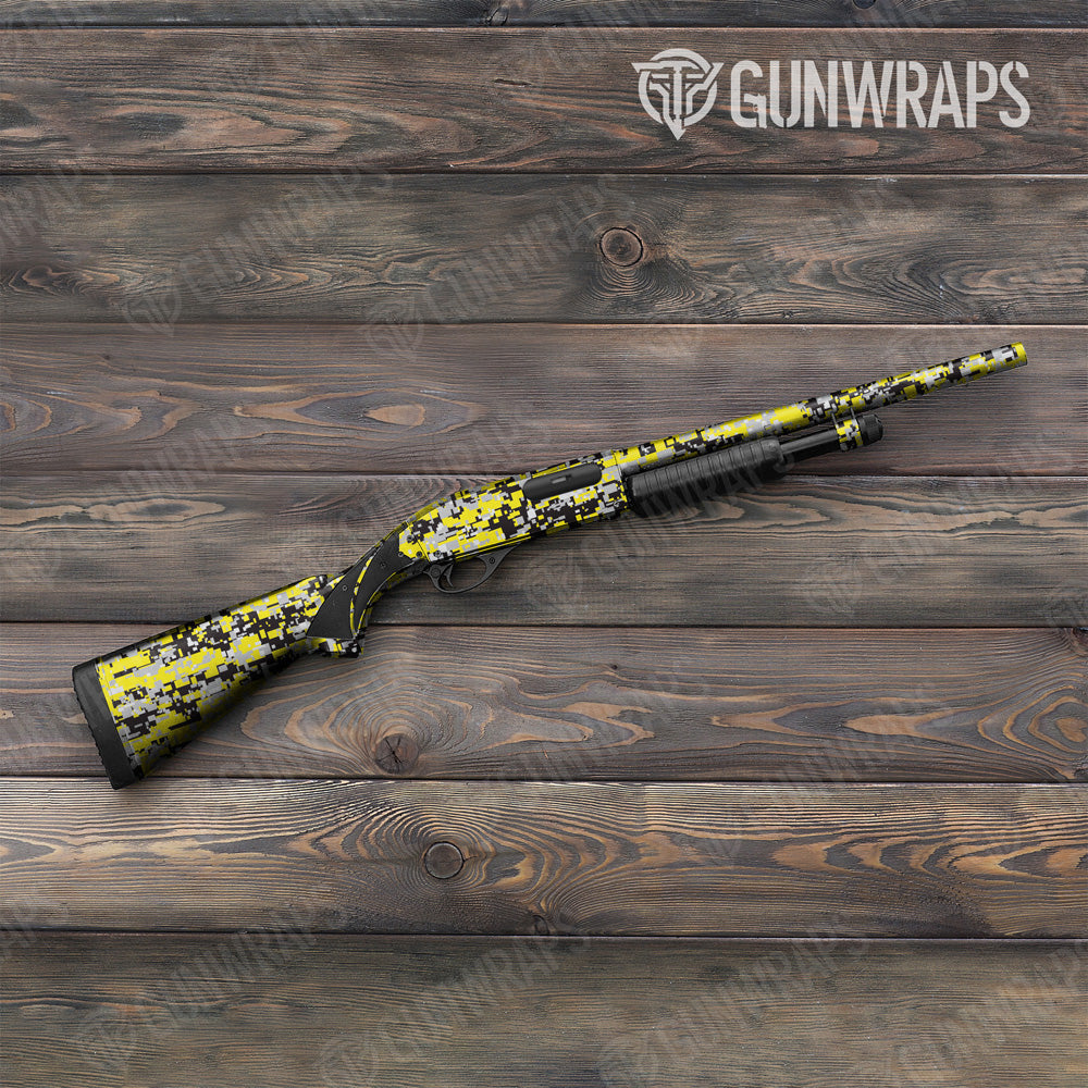 Digital Yellow Tiger Camo Shotgun Gun Skin Vinyl Wrap