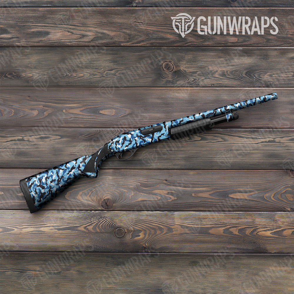 Ragged Baby Blue Camo Shotgun Gun Skin Vinyl Wrap