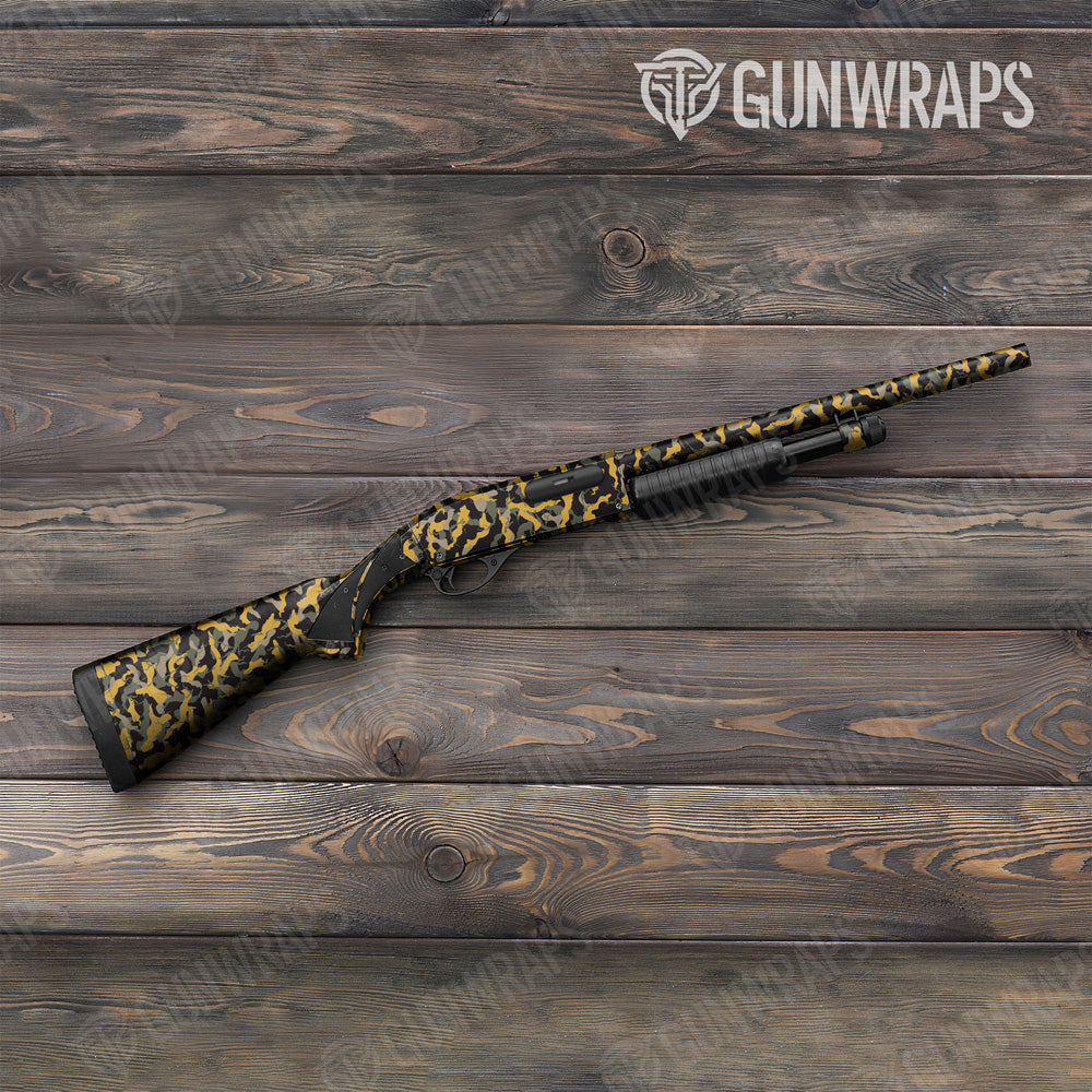 Ragged Militant Yellow Camo Shotgun Gun Skin Vinyl Wrap