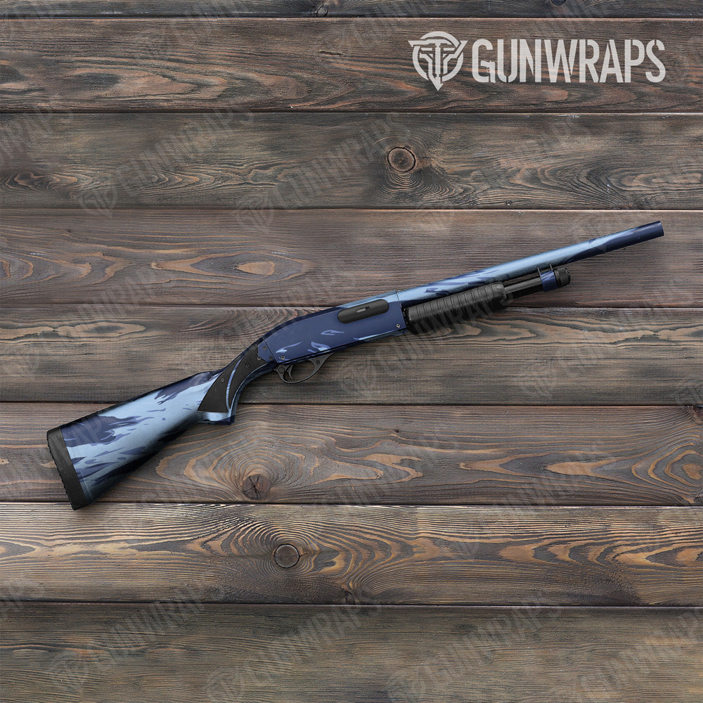 Shredded Blue Urban Night Camo Shotgun Gun Skin Vinyl Wrap