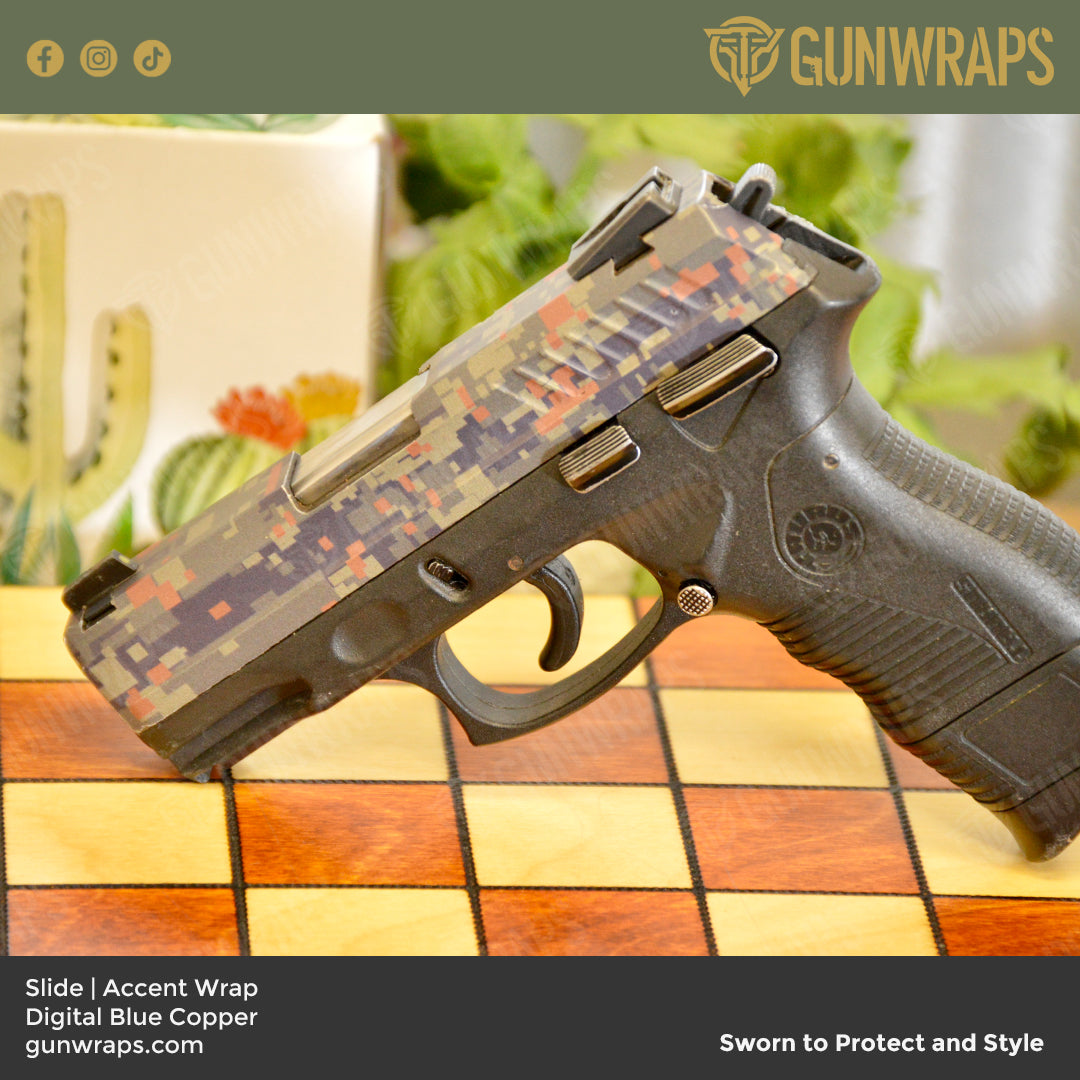 Pistol Slide Digital Blue Copper Camo Gun Skin Vinyl Wrap