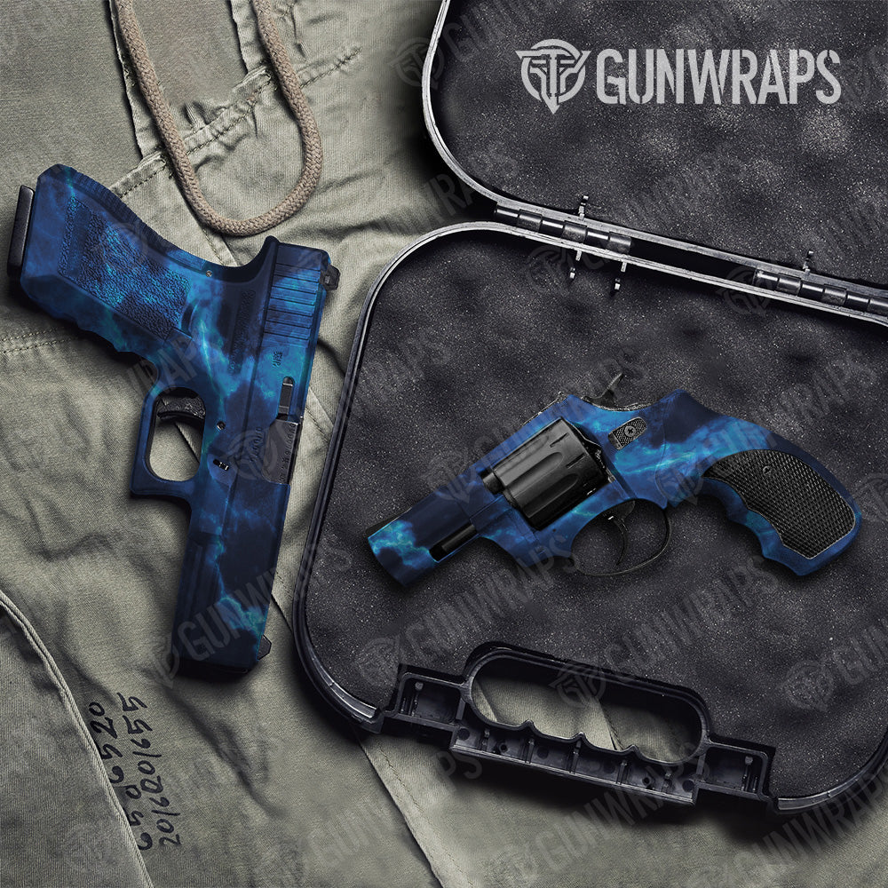 Stone Blue Ice Marble Pistol & Revolver Gun Skin Vinyl Wrap