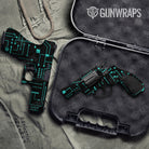 Circuit Board Tiffany Blue Pistol & Revolver Gun Skin Vinyl Wrap