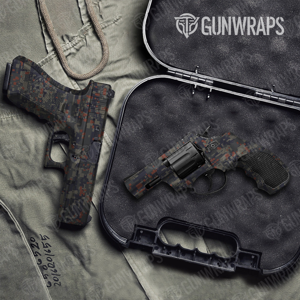 Digital Blue Copper Camo Pistol & Revolver Gun Skin Vinyl Wrap
