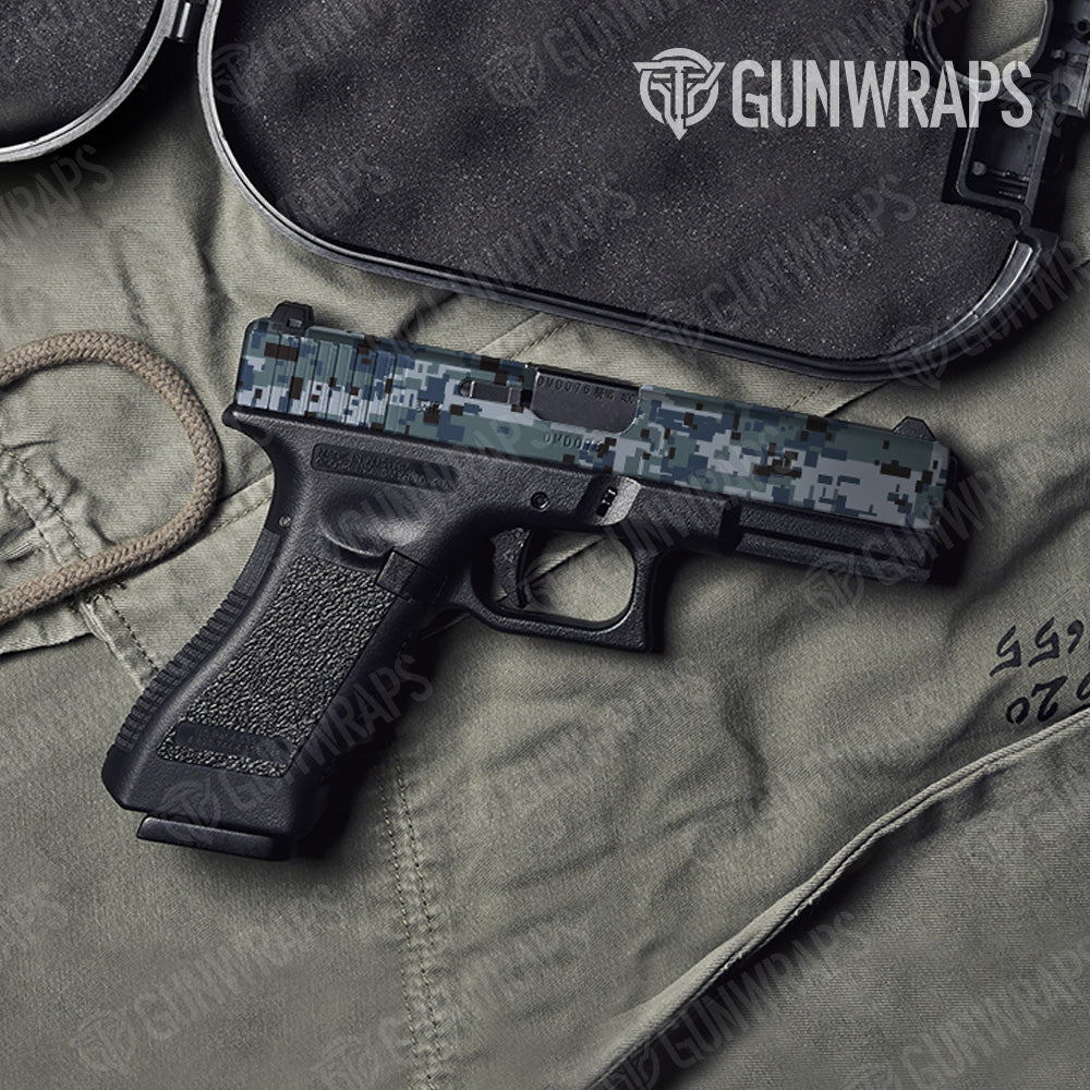 Digital Navy Camo Pistol Slide Gun Skin Vinyl Wrap