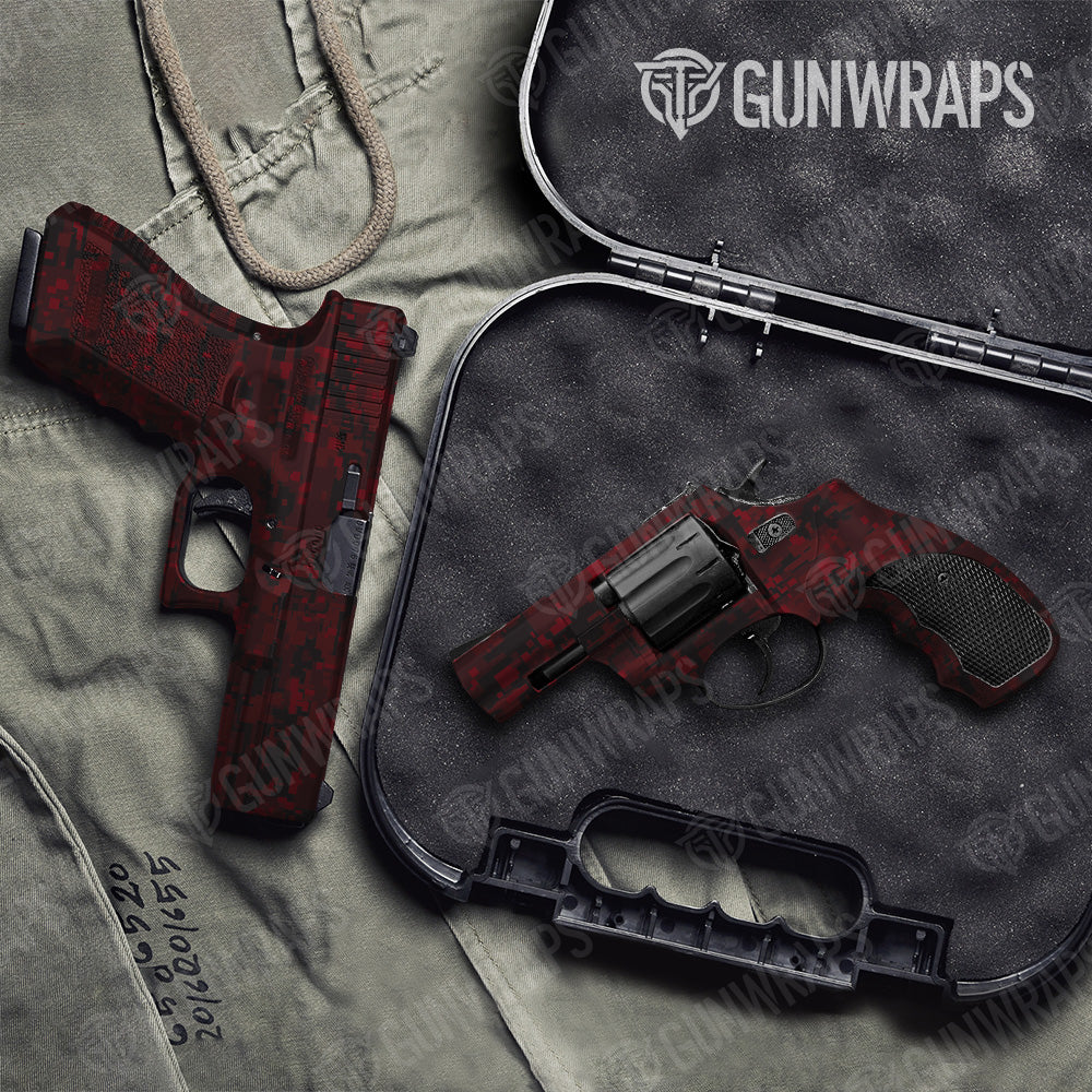 Digital Vampire Red Camo Pistol & Revolver Gun Skin Vinyl Wrap