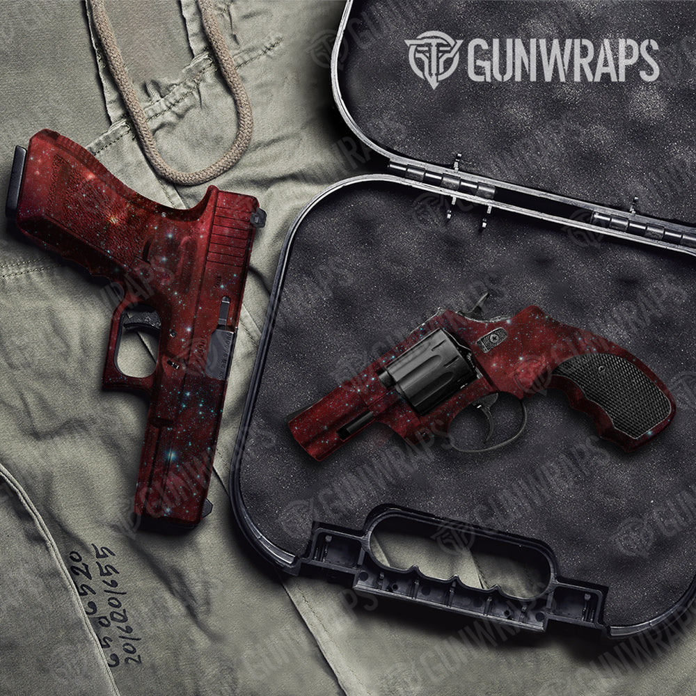 Galaxy Red Nebula Pistol & Revolver Gun Skin Vinyl Wrap