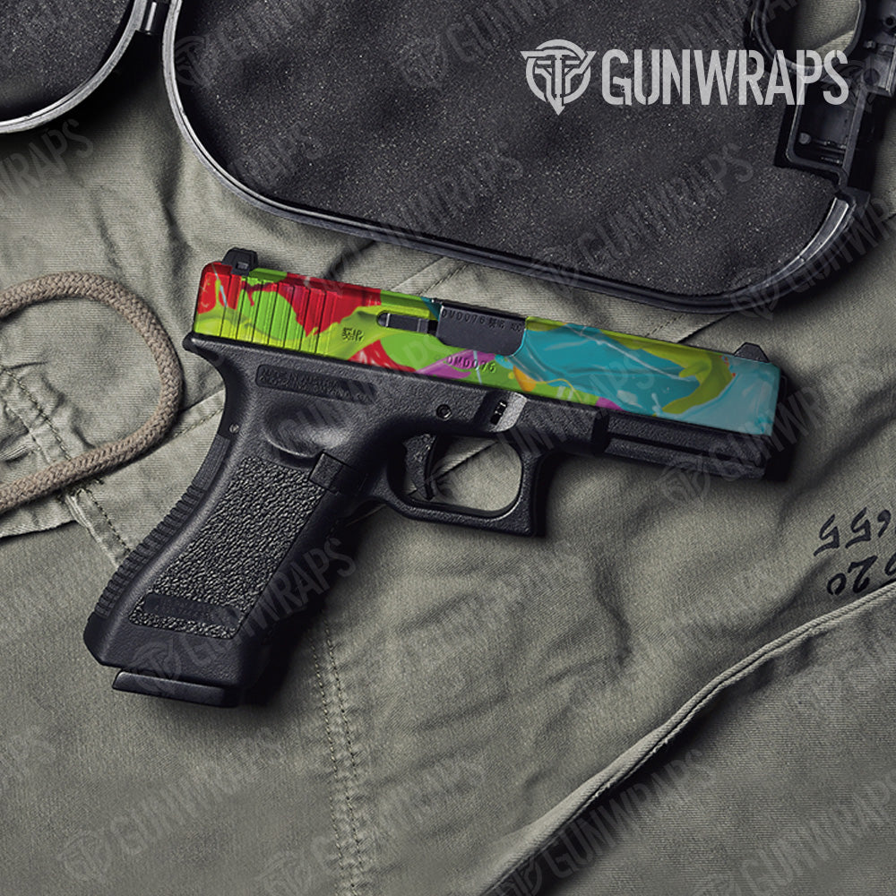 Paint Splatter Green Pistol Slide Gun Skin Vinyl Wrap