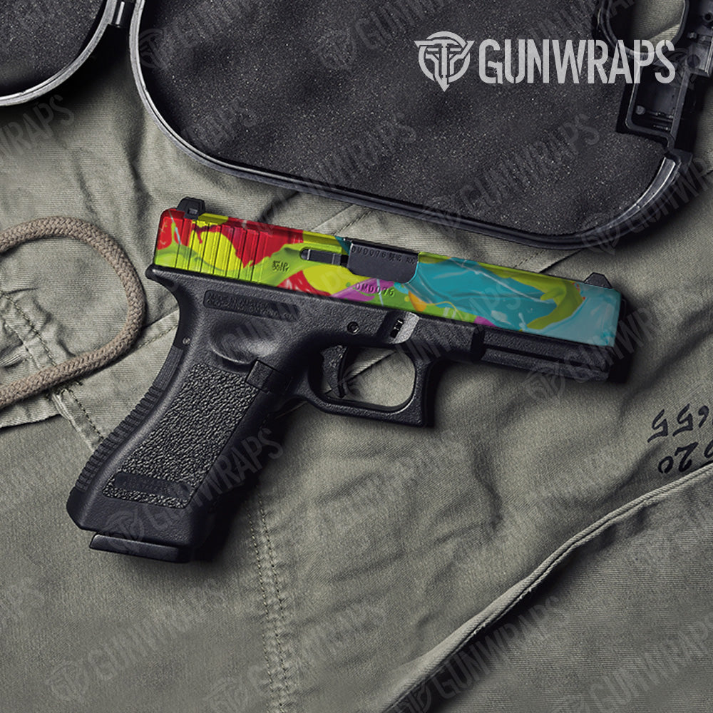 Paint Splatter Lime Pistol Slide Gun Skin Vinyl Wrap