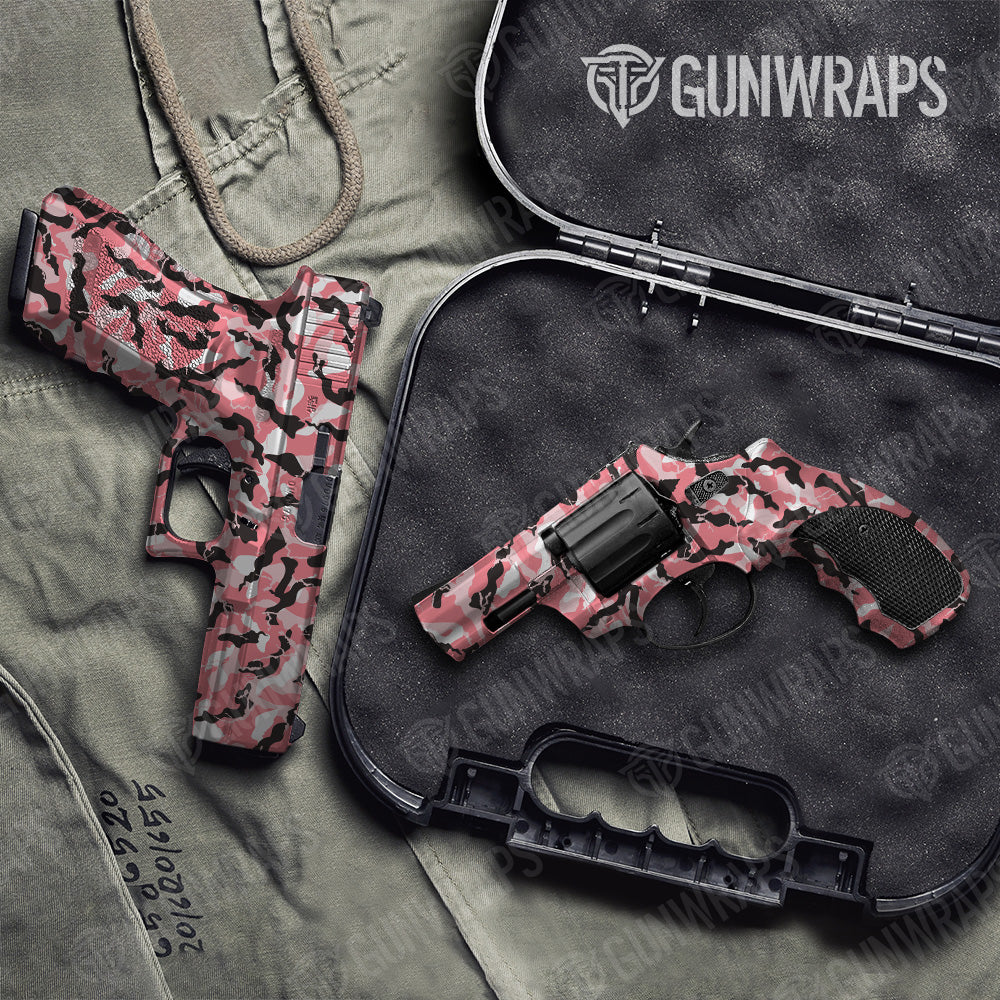 Ragged Pink Camo Pistol & Revolver Gun Skin Vinyl Wrap