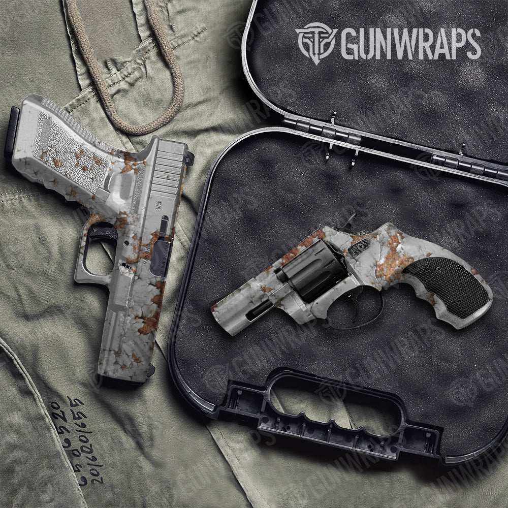 Rust 3D White Pistol & Revolver Gun Skin Vinyl Wrap