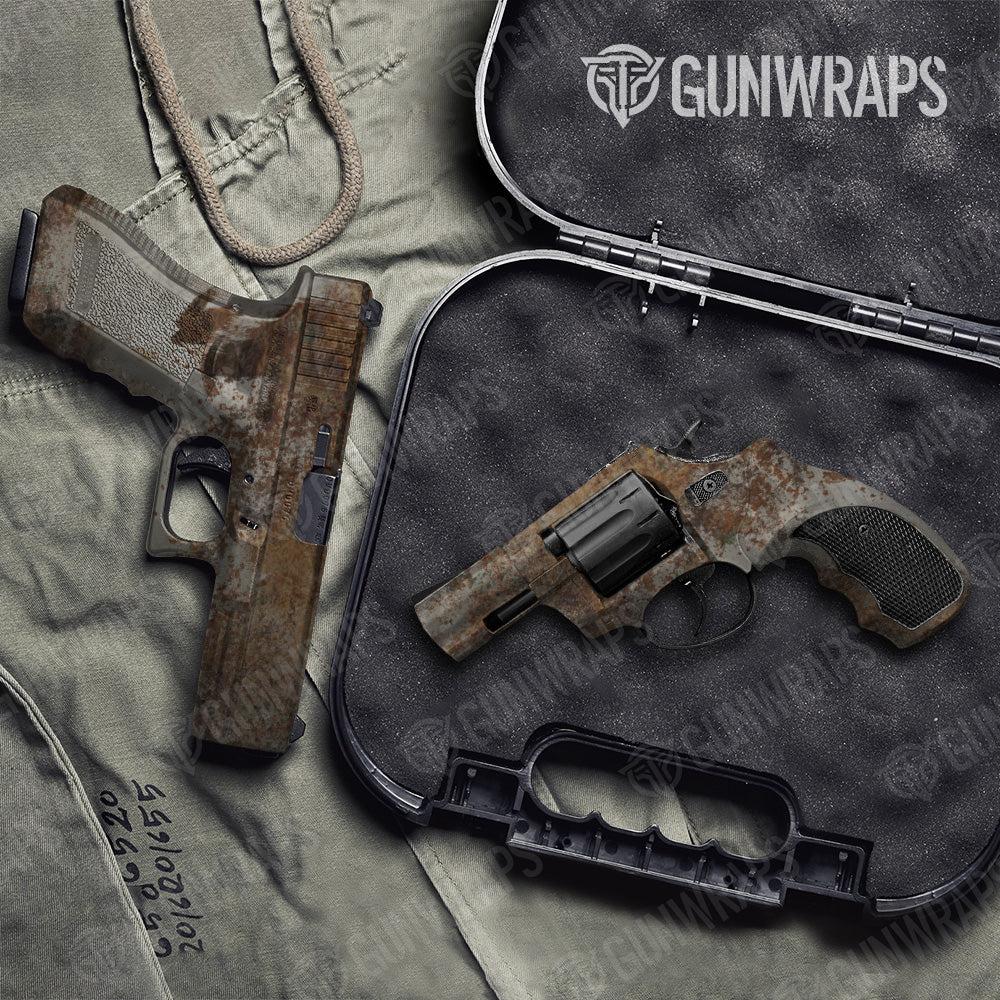 Rust White Pistol & Revolver Gun Skin Vinyl Wrap
