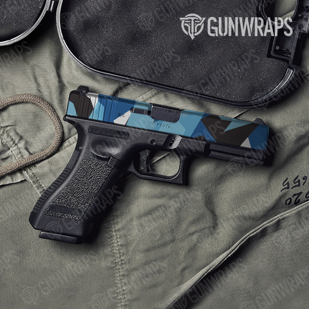 Shattered Baby Blue Camo Pistol Slide Gun Skin Vinyl Wrap