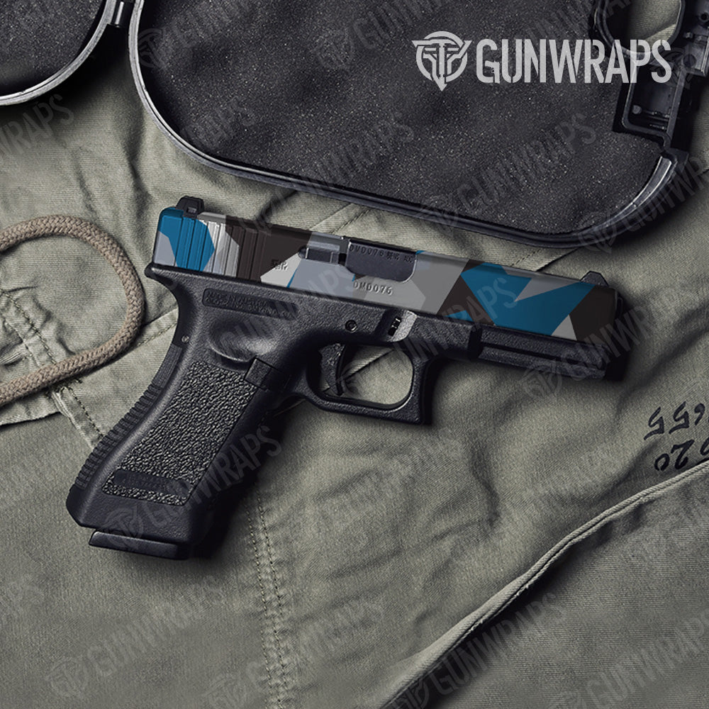 Shattered Blue Tiger Camo Pistol Slide Gun Skin Vinyl Wrap